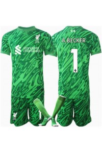 Liverpool Alisson Becker #1 Keeper Babyklær Borte Fotballdrakt til barn 2024-25 Korte ermer (+ Korte bukser)